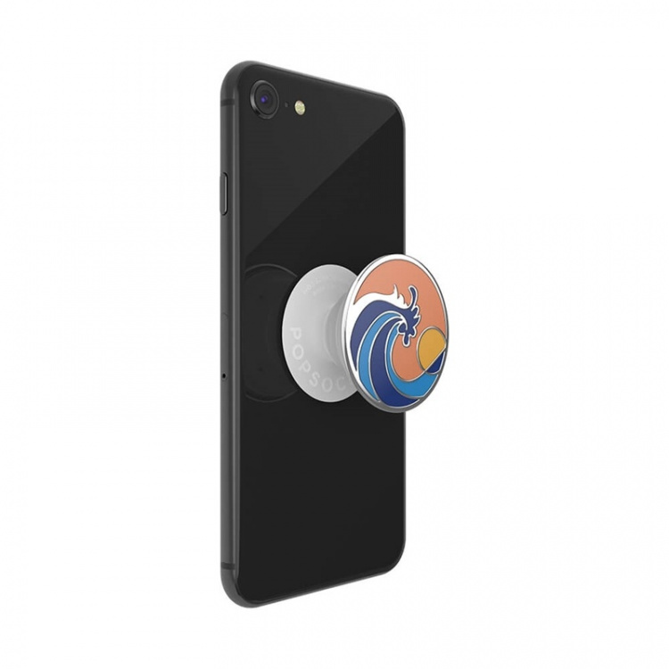 PopSockets Enamel Ride The Wave Coral Avtagbart Grip med stativfunksjon Premium