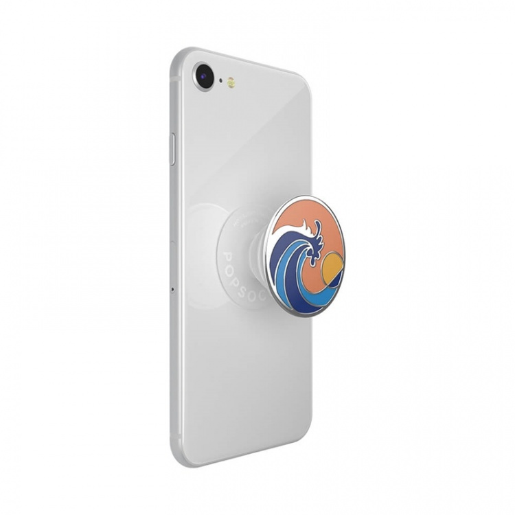 PopSockets Enamel Ride The Wave Coral Avtagbart Grip med stativfunksjon Premium