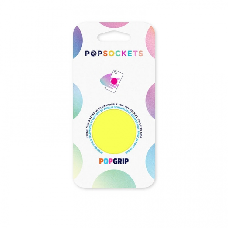 PopSockets Neon Jolt Yellow Avtagbart Grip med stativfunksjon PopSockets Neon Jolt Yellow Avtagbart Grip med stativfunksjon