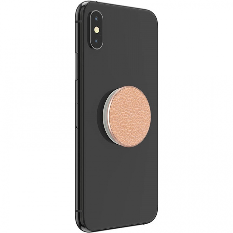 PopSockets Pebbled Vegan Leather Rose Gold Avtagbart Grip med stativfunksjon Premium