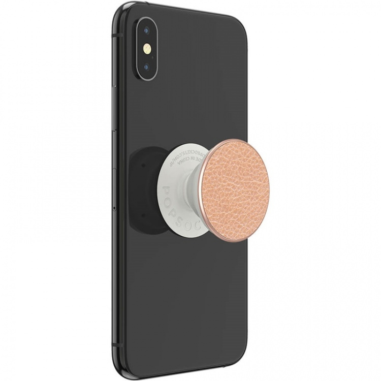 PopSockets Pebbled Vegan Leather Rose Gold Avtagbart Grip med stativfunksjon Premium