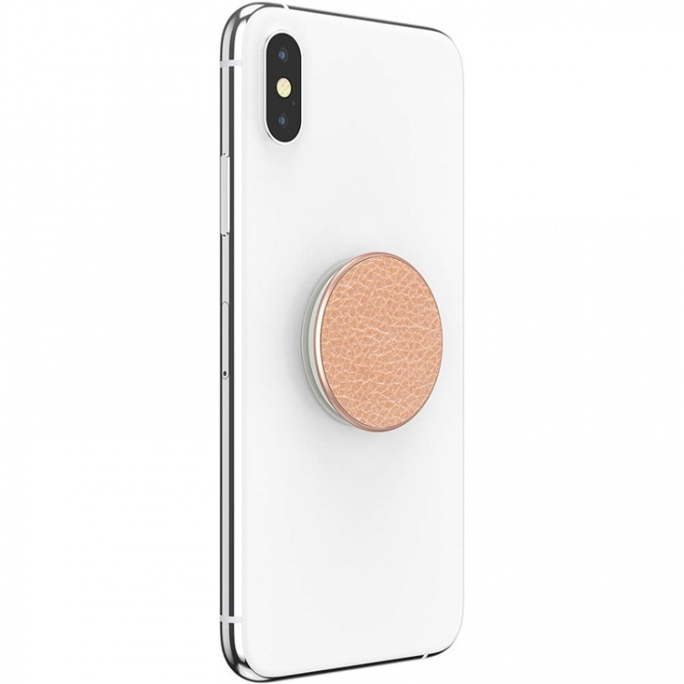 PopSockets Pebbled Vegan Leather Rose Gold Avtagbart Grip med stativfunksjon Premium