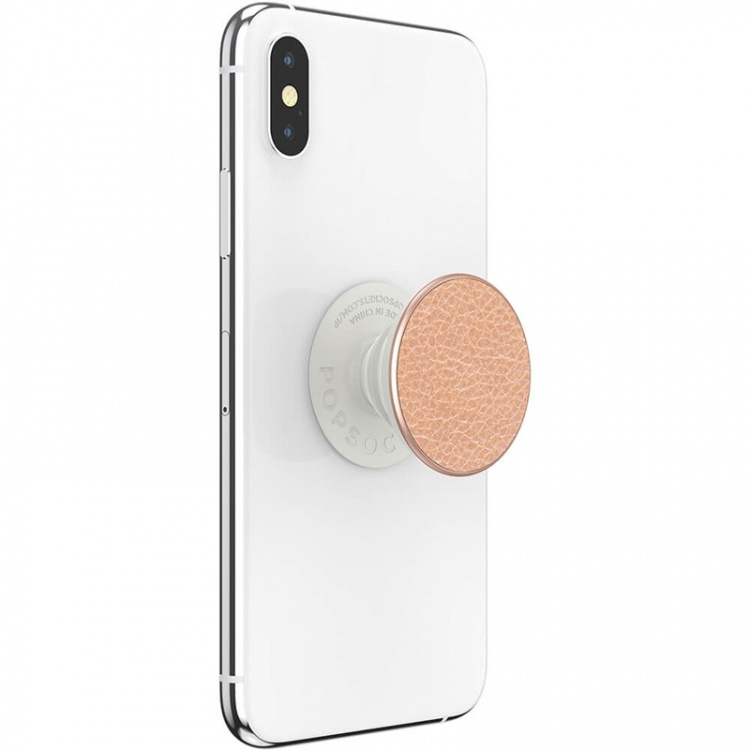 PopSockets Pebbled Vegan Leather Rose Gold Avtagbart Grip med stativfunksjon Premium