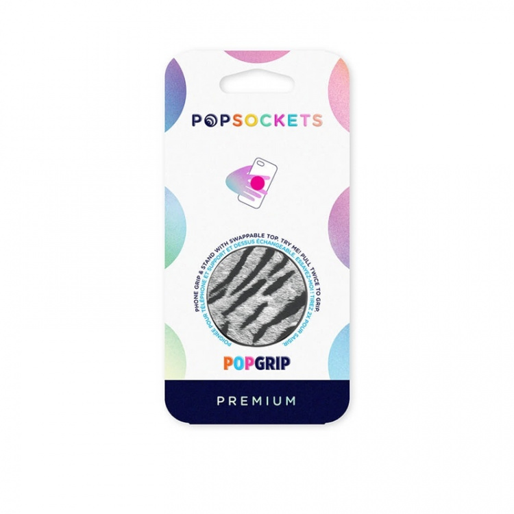 PopSockets Vegan Leather Zebra Avtagbart Grip med stativfunksjon Premium PopSockets Vegan Leather Zebra Avtagbart Grip med stativfunksjon Premium