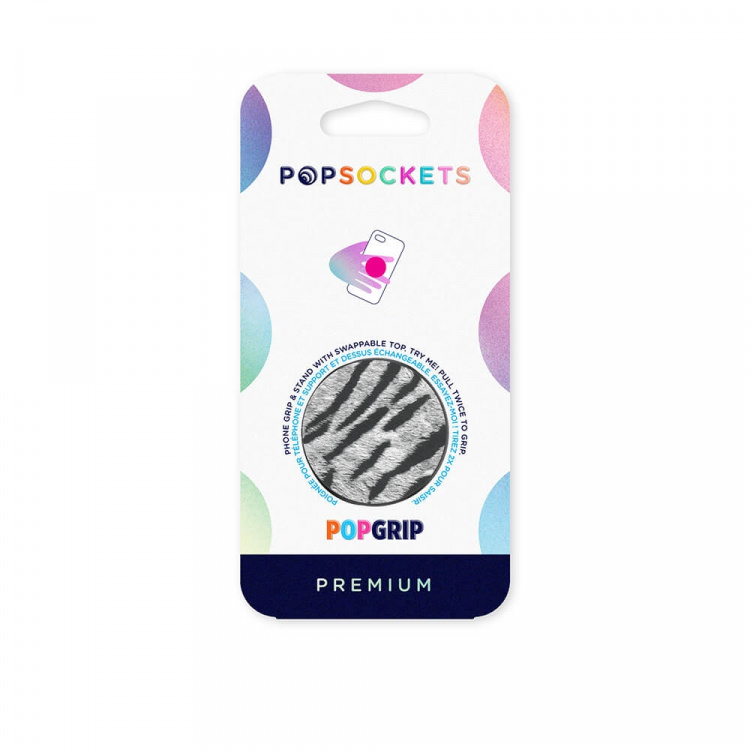PopSockets Vegan Leather Zebra Avtagbart Grip med stativfunksjon Premium PopSockets Vegan Leather Zebra Avtagbart Grip med stativfunksjon Premium