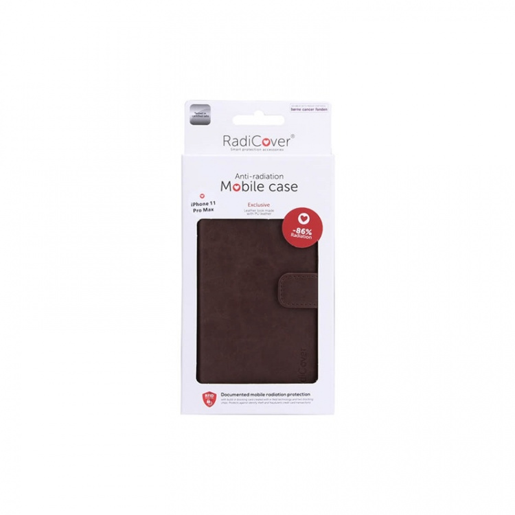 Radicover Strålingsbeskyttelse Lommebok PU iPhone 11 Pro Max Flipcover Brun Radicover Strålingsbeskyttelse Lommebok PU iPhone 11 Pro Max Flipcover Brun