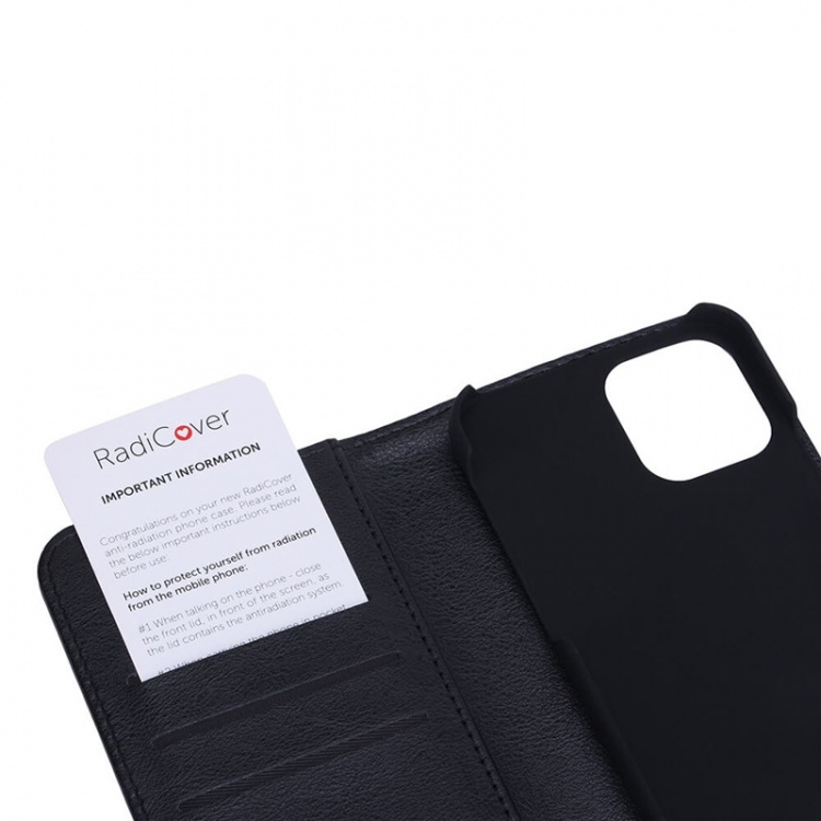 Radicover Lommebokveske iPhone 12 / 12 Pro Strålingsbeskyttelse Flipcover RFID Svart