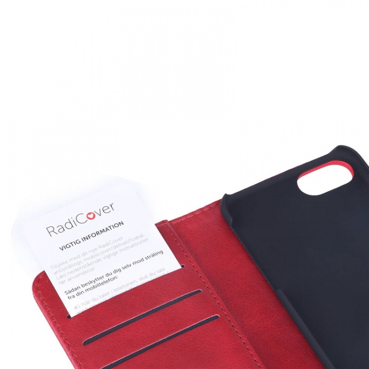 RADICOVER Strålingsbeskyttelse Mobiletui PU iPhone 6/7/8/SE Flipcover Rød