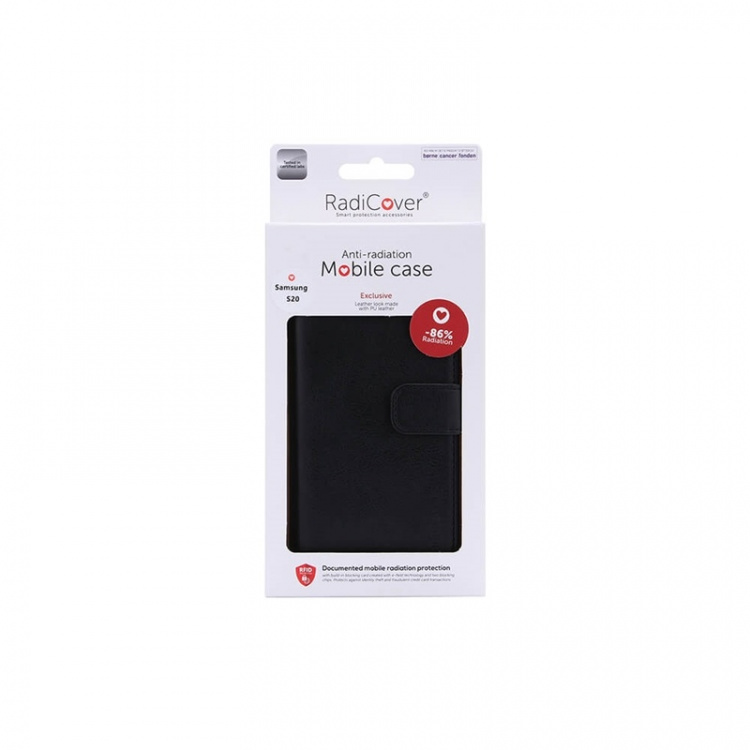 Radicover Strålingsbeskyttelse Lommebok PU Samsung S20 Flipcover Svart