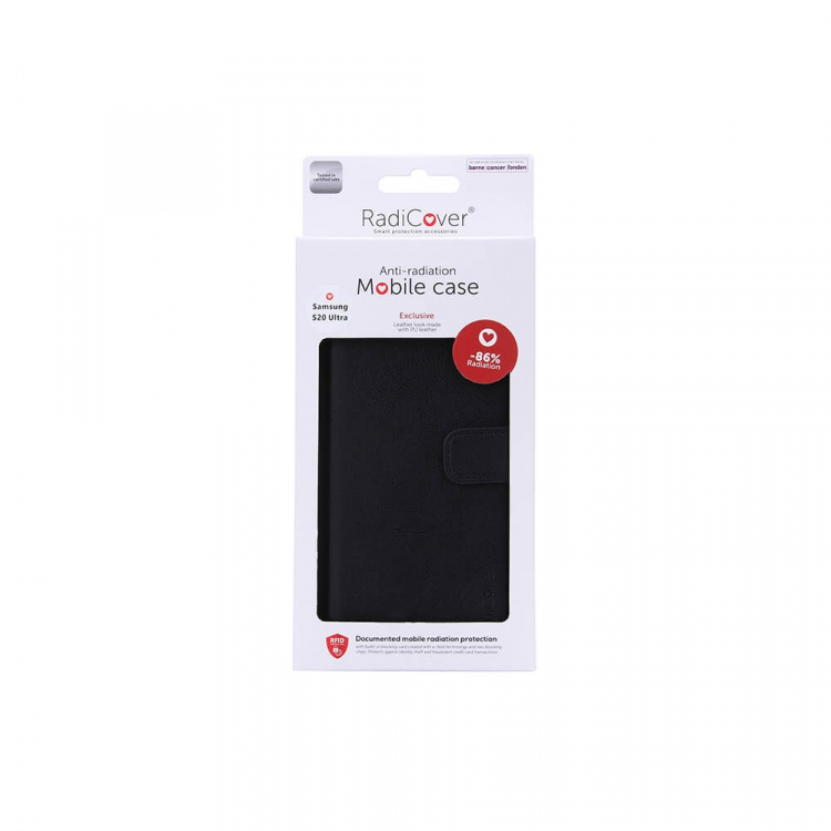 Radicover Strålingsbeskyttelse Lommebok PU Samsung S20 Ultra Flipcover Svart Radicover Strålingsbeskyttelse Lommebok PU Samsung S20 Ultra Flipcover Svart