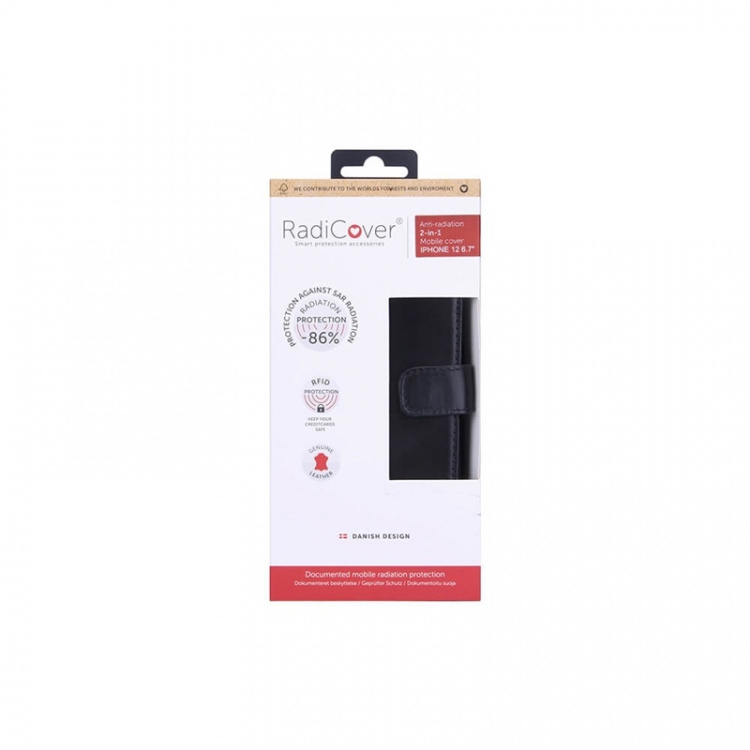 Radicover Lommebokveske iPhone 12 Pro Max Strålingsbeskyttelse 2in1 RFID Svart