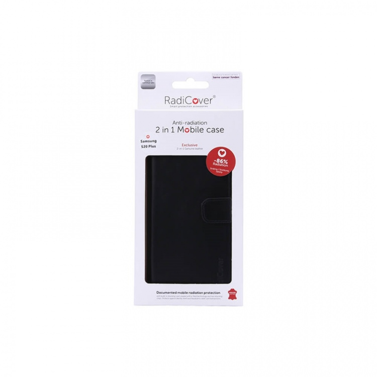 Radicover Strålningsskydd Mobilfodral Skinn Samsung S20 Plus 2in1 Magnetskal Svart