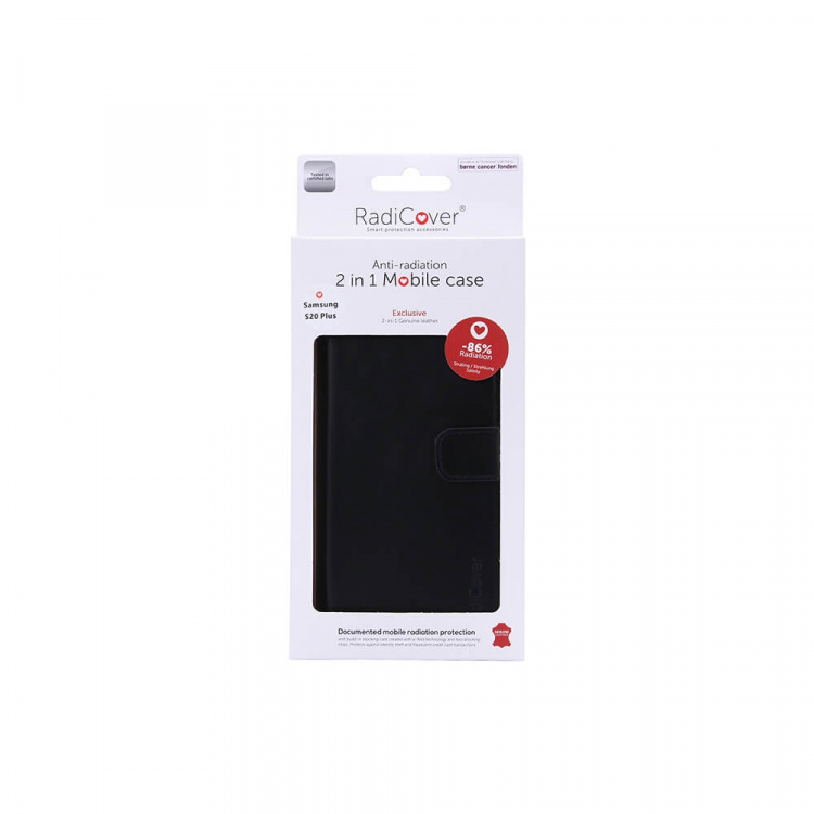 Radicover Strålningsskydd Mobilfodral Skinn Samsung S20 Plus 2in1 Magnetskal Svart