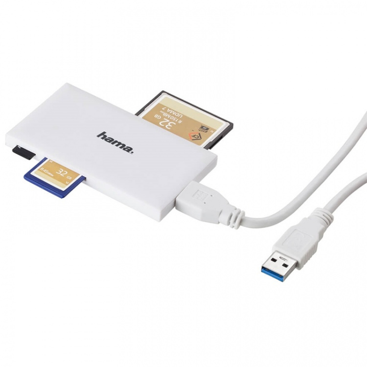 Hama Kortleser USB 3.0 Multi SD/Micro/CF/MS Vit