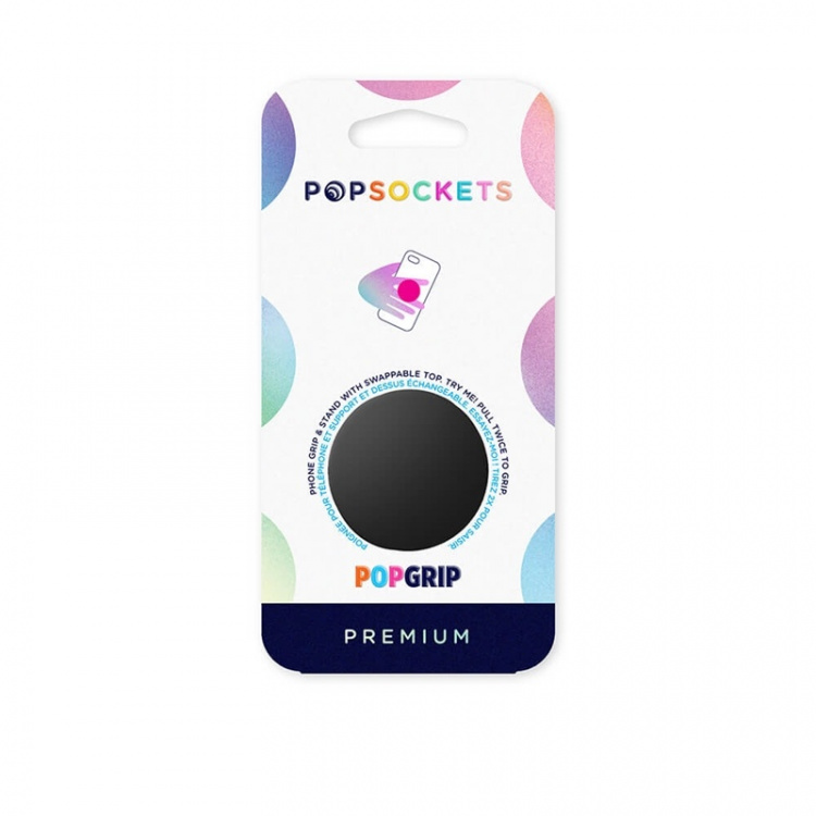 PopSockets Aluminum Black Avtagbart Grip med Stativfunksjon Premium