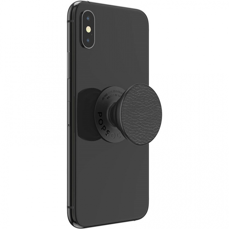 PopSockets Pebbled Vegan Leather Black Avtagbart Grip med Stativfunksjon Premium PopSockets Pebbled Vegan Leather Black Avtagbart Grip med Stativfunksjon Premium
