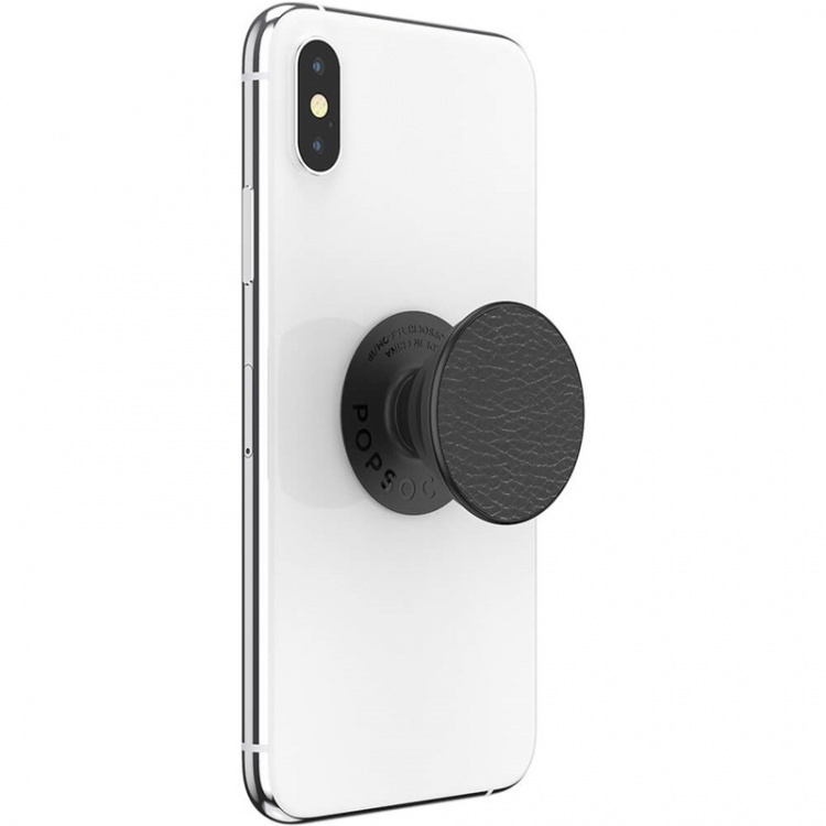 PopSockets Pebbled Vegan Leather Black Avtagbart Grip med Stativfunksjon Premium PopSockets Pebbled Vegan Leather Black Avtagbart Grip med Stativfunksjon Premium