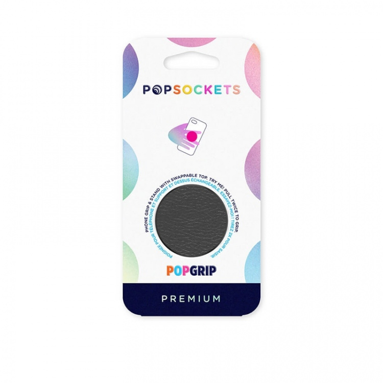 PopSockets Pebbled Vegan Leather Black Avtagbart Grip med Stativfunksjon Premium PopSockets Pebbled Vegan Leather Black Avtagbart Grip med Stativfunksjon Premium