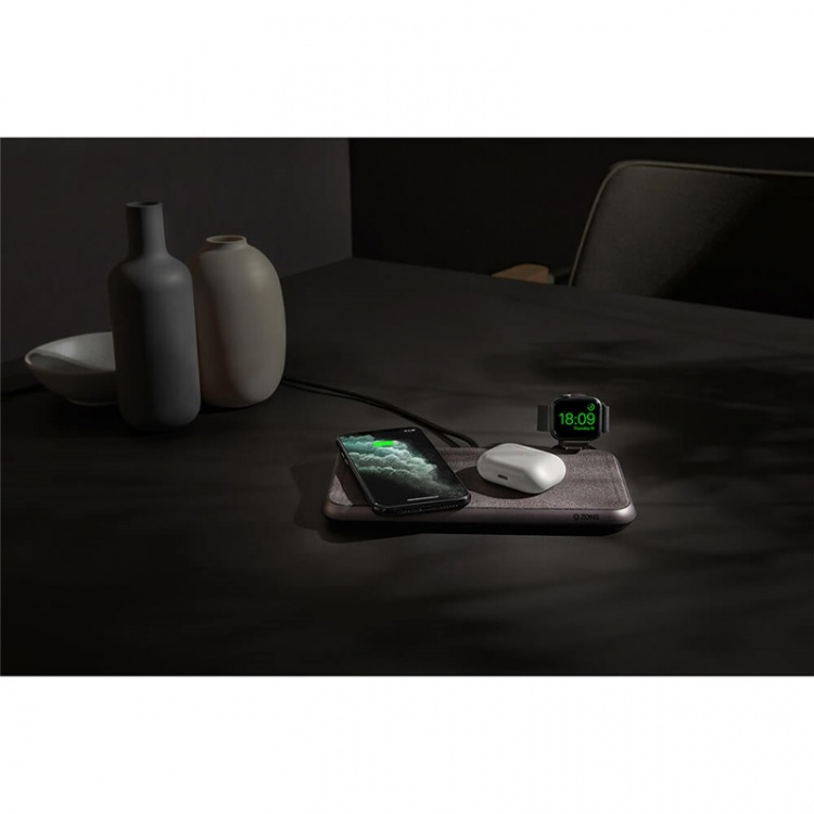 Zens Dual Bordlader QI Liberty 16 coils 2x15W Fabric Surface (Apple & Samsung QC) Zens Dual Bordlader QI Liberty 16 coils 2x15W Fabric Surface (Apple & Samsung QC)