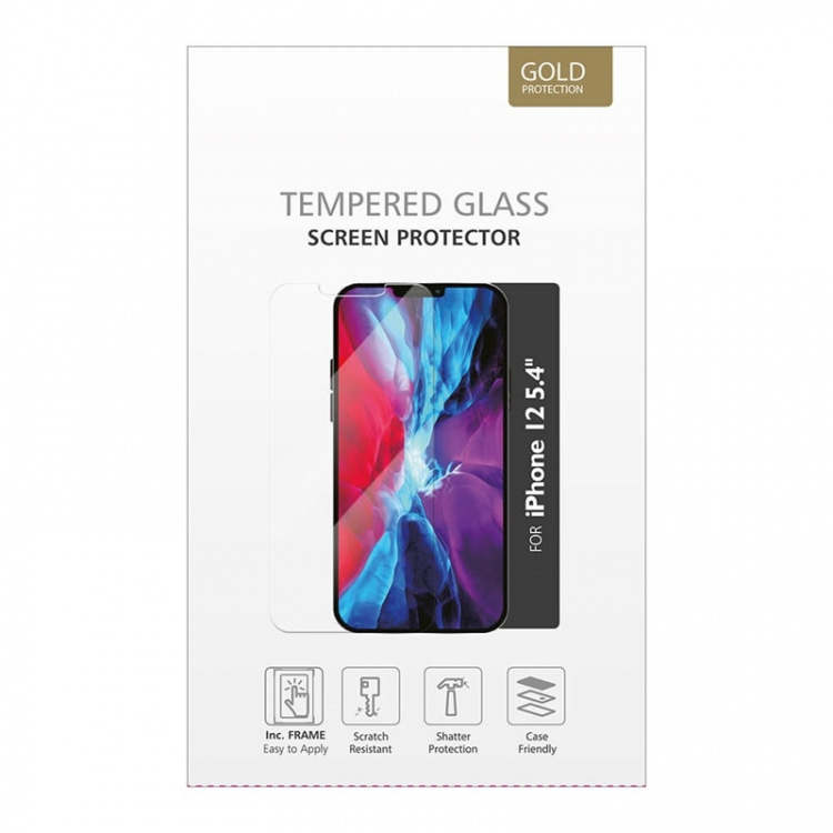 Gear Härdat Glas 2,5D Full Cover Clear iPhone 12 Mini Incl. Monteringsram
