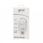 Gear Lader GaN 220V 2xUSB-C + 1xUSB-A PD 45W + 18W + 3A (totalt 65W) Hvit Gear Lader GaN 220V 2xUSB-C + 1xUSB-A PD 45W + 18W + 3A (totalt 65W) Hvit