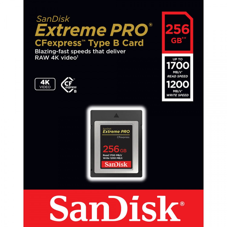 SanDisk Cfexpress Extreme PRO 256GB 1700MB/s 1200MB/s