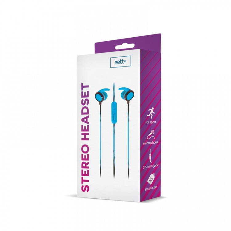 Setty Sportshodetelefoner med sikker passform, Blå