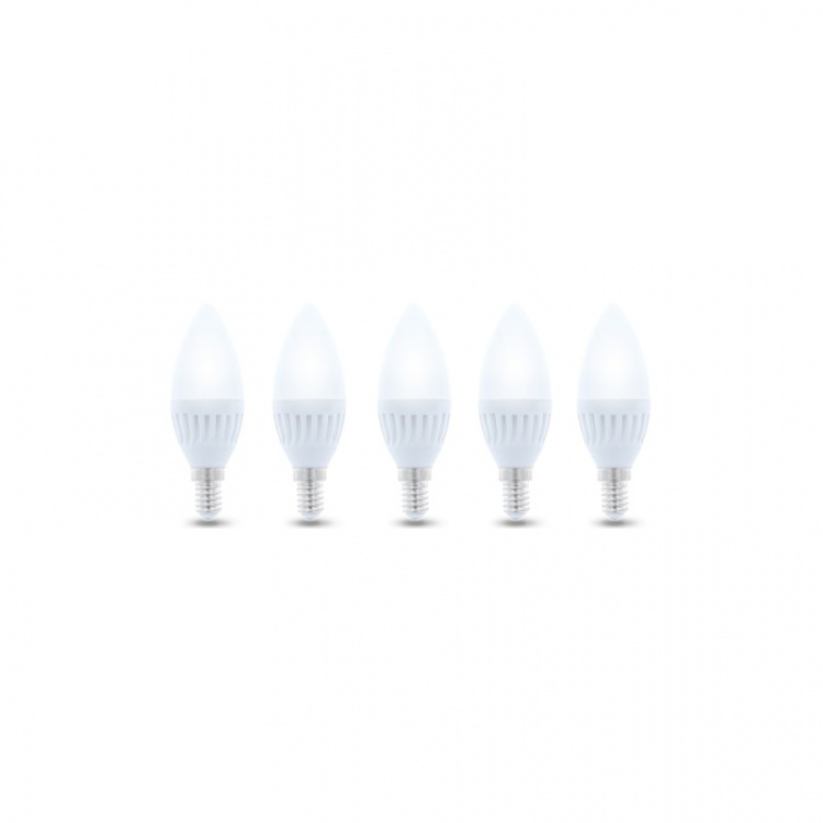LED-lampe E14, C37, 10W, 230V, 4000K, keramisk, 5-pakning, hvit nøytral
