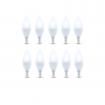 LED-lampe E14, C37, 10W, 230V, 4000K, Keramikk, 10-pk, Hvit nøytral