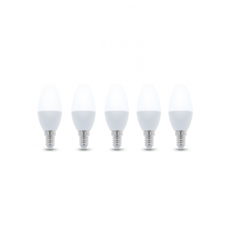 LED-lampe E14, C37, 6W, 230V, 4500K 5-pk, hvit nøytral