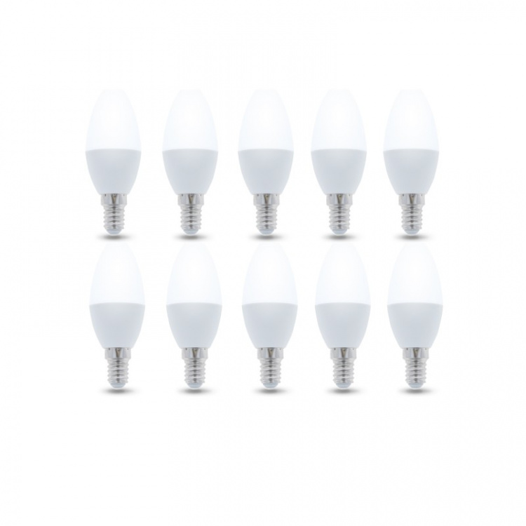 LED-lampe E14, C37, 6W, 230V, 4500K 10-pk, Hvit nøytral LED-lampe E14, C37, 6W, 230V, 4500K 10-pk, Hvit nøytral