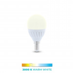 LED-lampe E14, G45, 10W, 230V, 3000K, keramisk, varmhvit