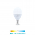 LED-pære E14, G45, 10W, 230V, 4500K, Keramisk, Hvit nøytral