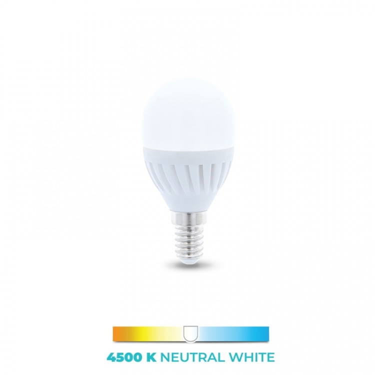 LED-pære E14, G45, 10W, 230V, 4500K, Keramisk, Hvit nøytral