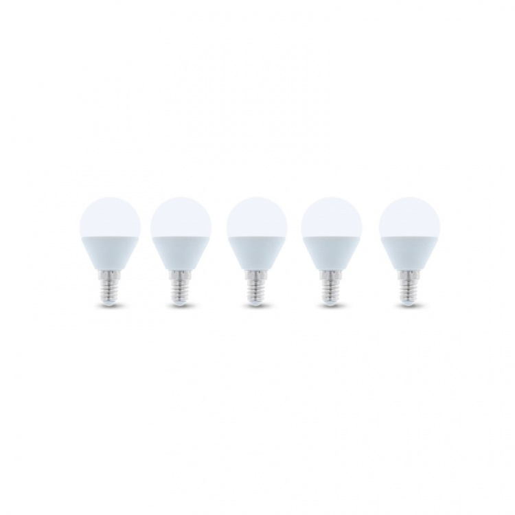 LED-pære E14, G45, 6W, 4500K 5-pakning, hvit nøytral LED-pære E14, G45, 6W, 4500K 5-pakning, hvit nøytral
