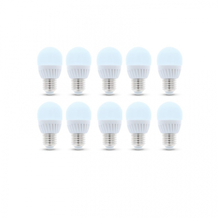 LED-lampe E27, G45, 10W, 230V, 6000K, keramisk 10-pk, kjølig hvit LED-lampe E27, G45, 10W, 230V, 6000K, keramisk 10-pk, kjølig hvit