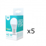 LED-lampe E27, G45, 6W, 3000K, 5-pakning, varm hvit