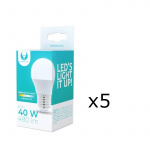 LED-lampe E27, G45, 6W, 4500K 5-pakning, hvit nøytral LED-lampe E27, G45, 6W, 4500K 5-pakning, hvit nøytral