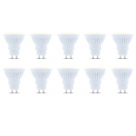 LED-lampe GU10, 10W, 230V, 3000K, keramisk 10-pk, varmhvit