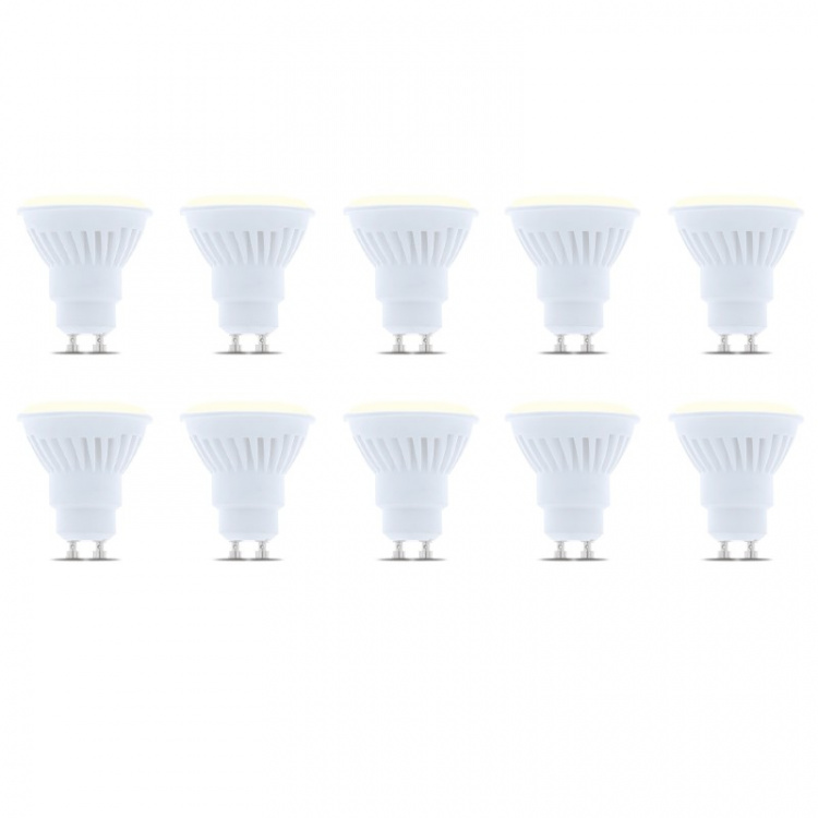 LED-lampe GU10, 10W, 230V, 3000K, keramisk 10-pk, varmhvit