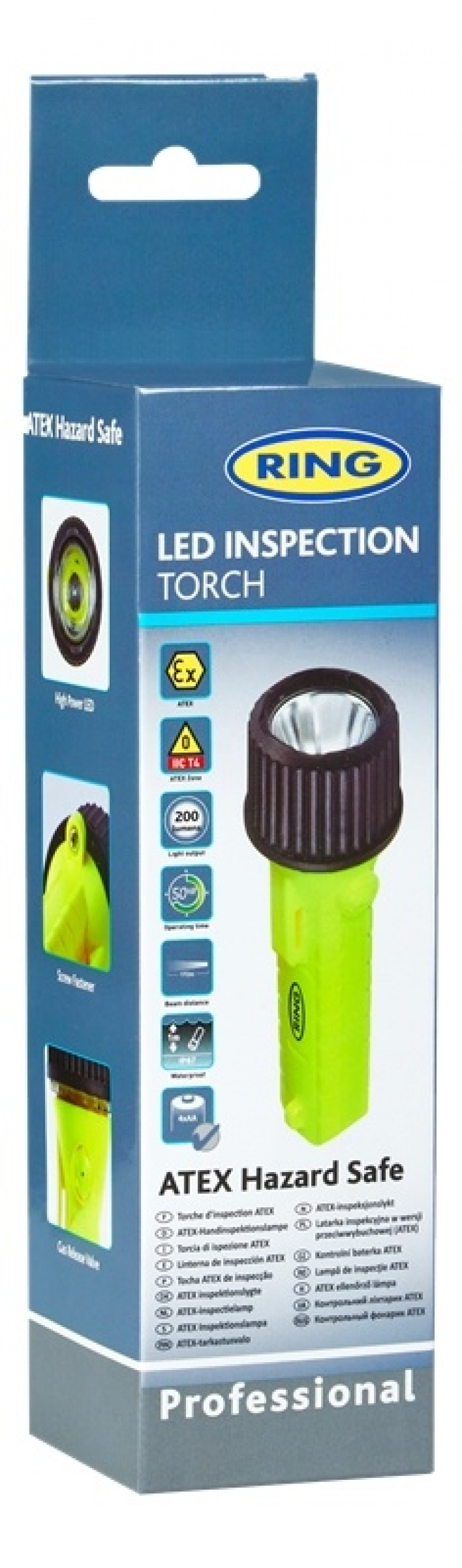 Ring Automotive ATEX 200 lm lommelykt, faresikker med 4 x AA Ring Automotive ATEX 200 lm lommelykt, faresikker med 4 x AA
