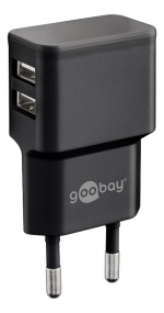 Goobay Dual USB charger 2.4 A (12W) black, Plastic bag