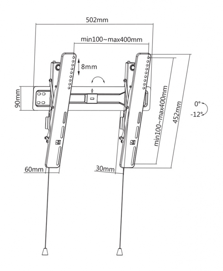 DELTACO Office, vippbar ultra-slim vegg, 32