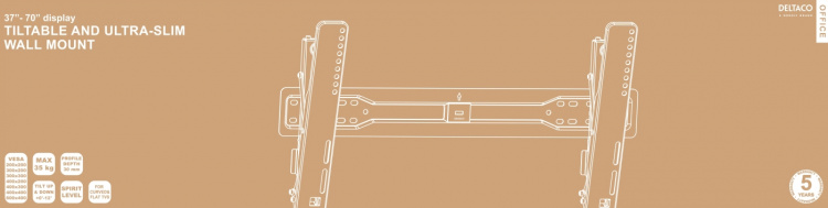 DELTACO Office, vippbar ultra-slim vegg, 37 DELTACO Office, vippbar ultra-slim vegg, 37