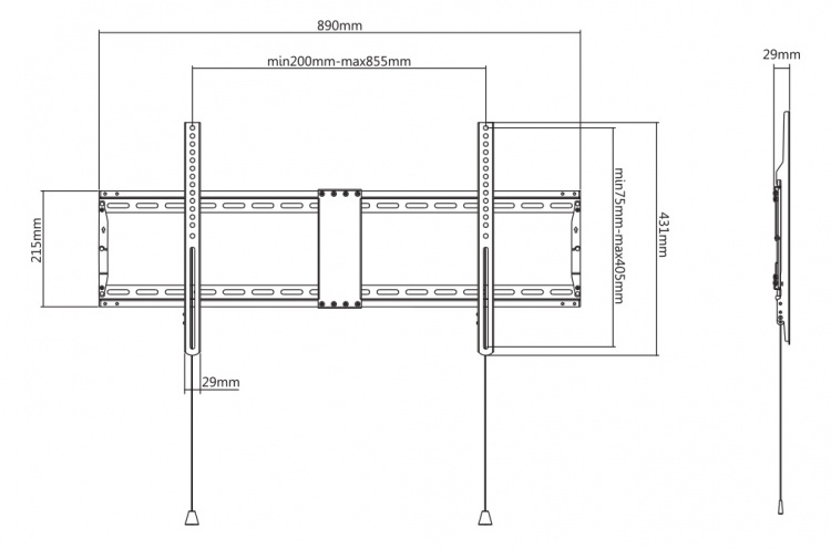 DELTACO Office, kraftig fast sammenleggbart veggfeste, 43 DELTACO Office, kraftig fast sammenleggbart veggfeste, 43