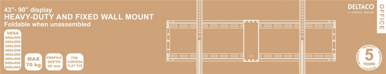 DELTACO Office, kraftig fast sammenleggbart veggfeste, 43 DELTACO Office, kraftig fast sammenleggbart veggfeste, 43