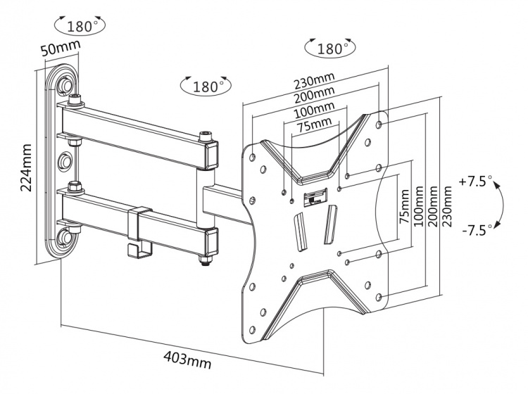 DELTACO Office, 3-veis vegg med full bevegelse, 23 DELTACO Office, 3-veis vegg med full bevegelse, 23