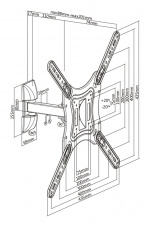DELTACO Office, 2-veis vegg med full bevegelse, 23