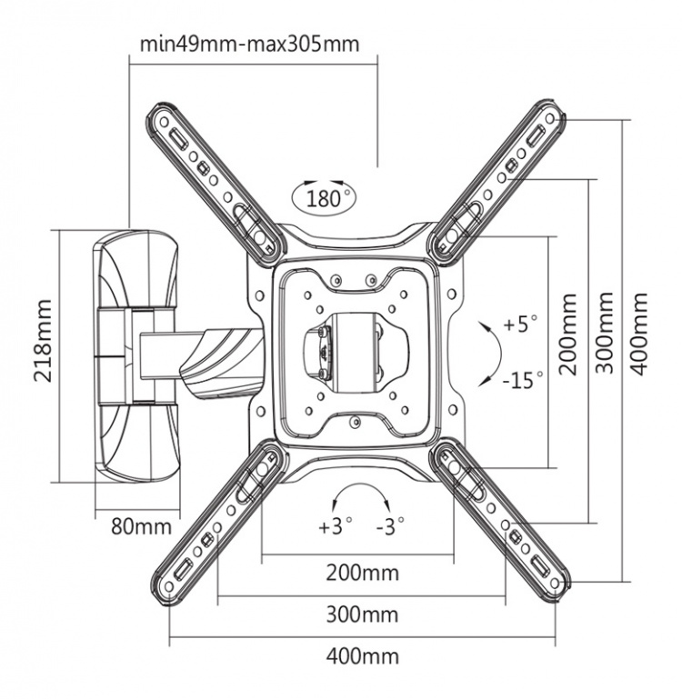 DELTACO Office, 2-veis vegg med full bevegelse, 23