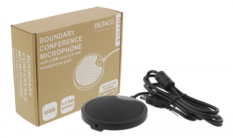 DELTACO OFFICE konferansemikrofon med USB og 3,5 mm lydport
